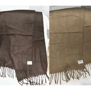 Lot of 2 Men’s NWOT Goldmedal Lightweight Knit Scarves Brown & Beige Old Money